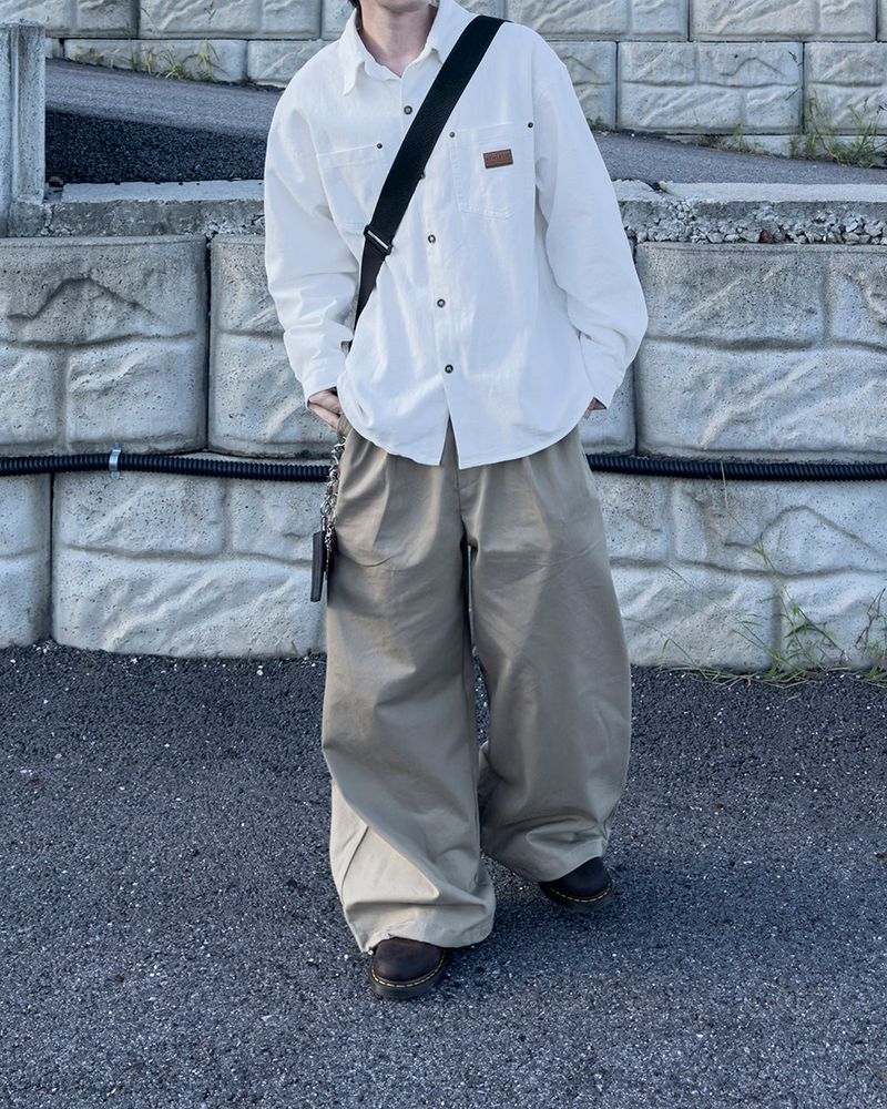 Drain Patch Work Shirt Jacket