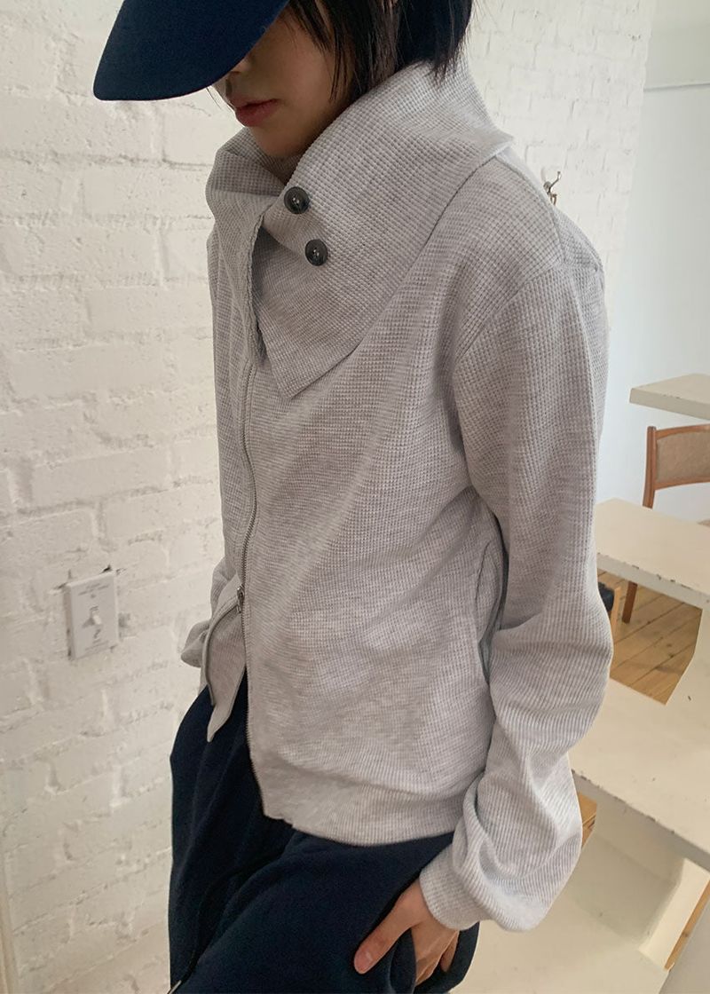 WAFFLE UNABAL ZIP-UP (2color)