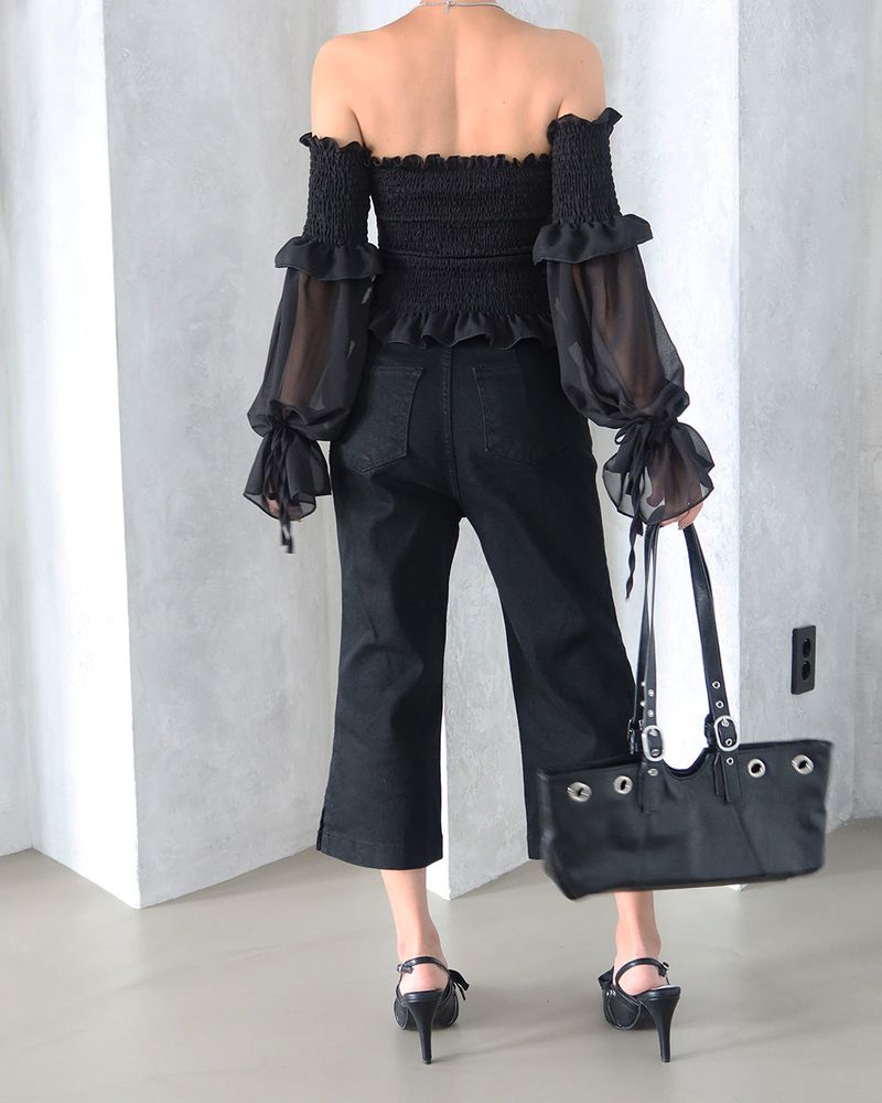 Slit Capri Three-Quarter Bootcut Pants
