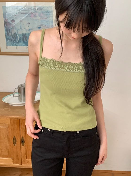 Calpi Lace Ribbed Sleeveless