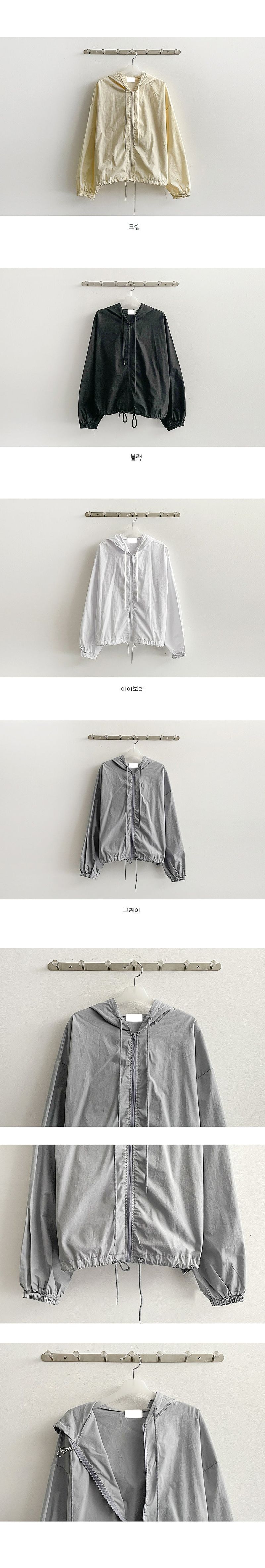 Xy Hem String Cotton Hooded Zip-Up