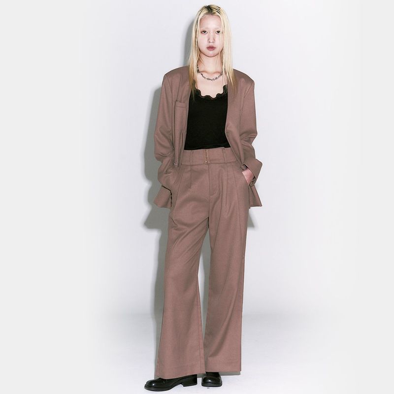 Wide-leg hook Trouser BEIGE