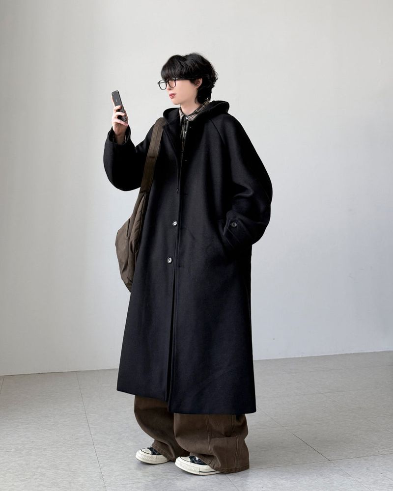 Evelyn Wool Hood Coat