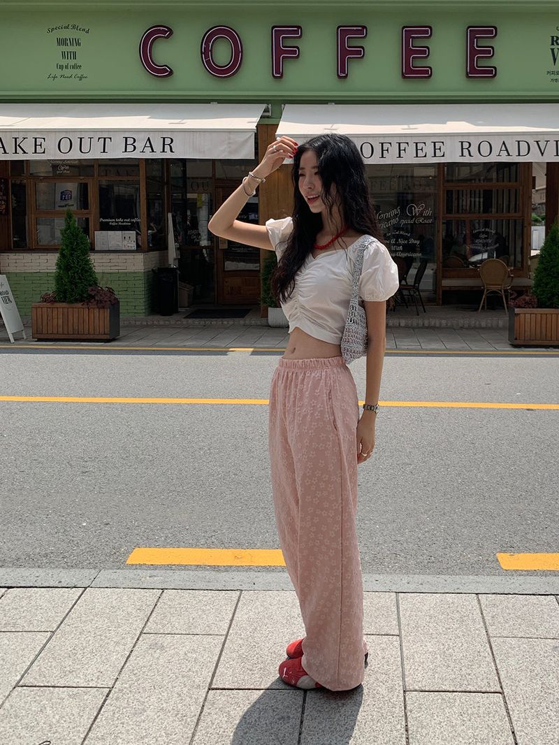 [MADE] PESTO FLOWER WIDE PANTS