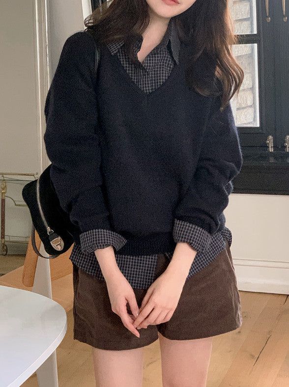 #Soft Wool V-neck Loose Fit Knit (6color)