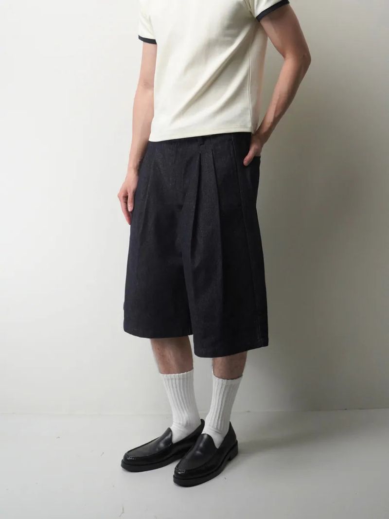 Remesso（レメッソ）の「PT9 プリーツクロップドローデニムショーツ（パンツ）」
