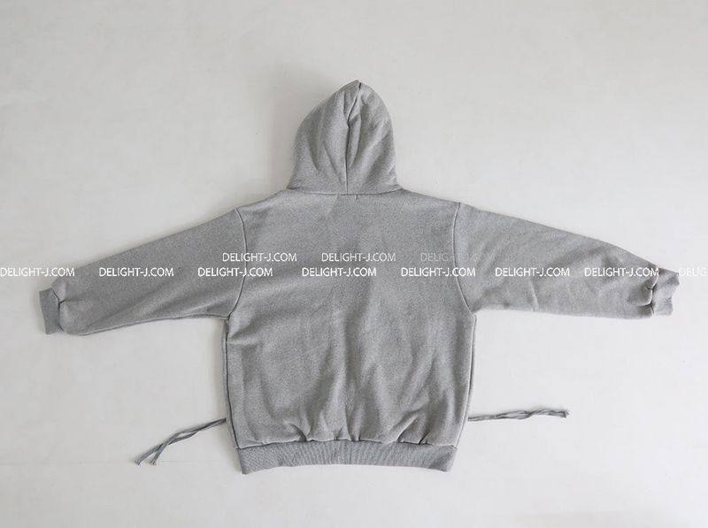 Wool napping heart wrinkle shirring hooded zip-up