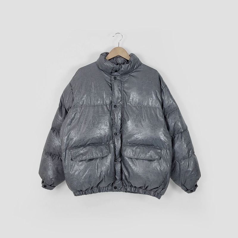 Cracked Nuptse Metallic Short Puffer Jacket