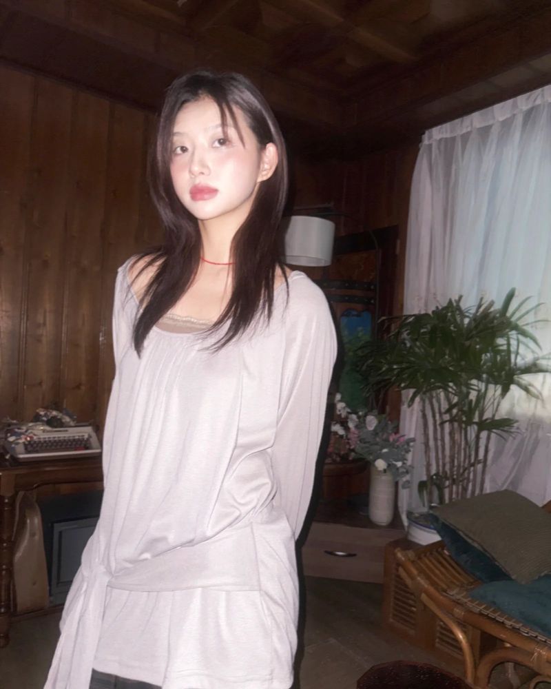 (3color) Shirring Deep Round Soft Wrap Hoodie