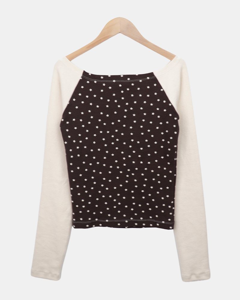 Keon Off-Shoulder Peach Fleece Star T-Shirt