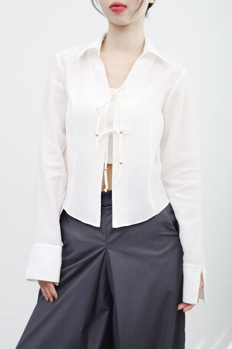 NONCODE（ノンコード）の「Hern satin layered shirt（Tops）」