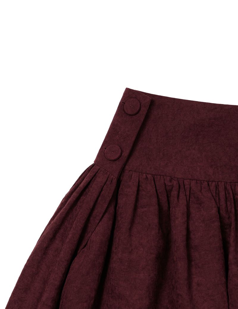 BUTTON PUMPKIN MIDI SKIRT(BURGUNDY)