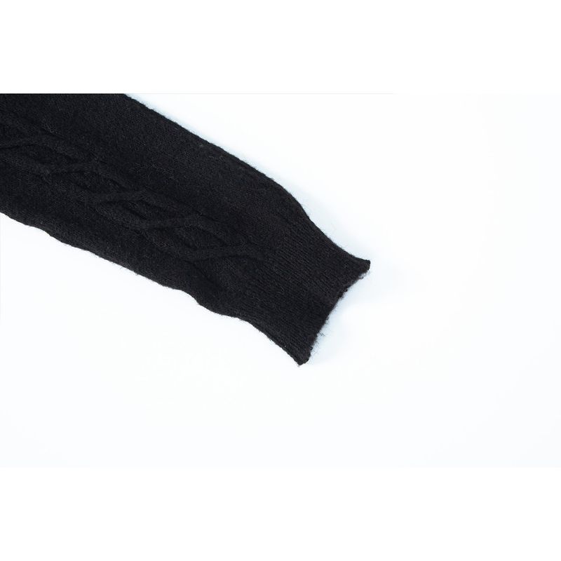 CABLE BOAT NECK KNIT-BLACK