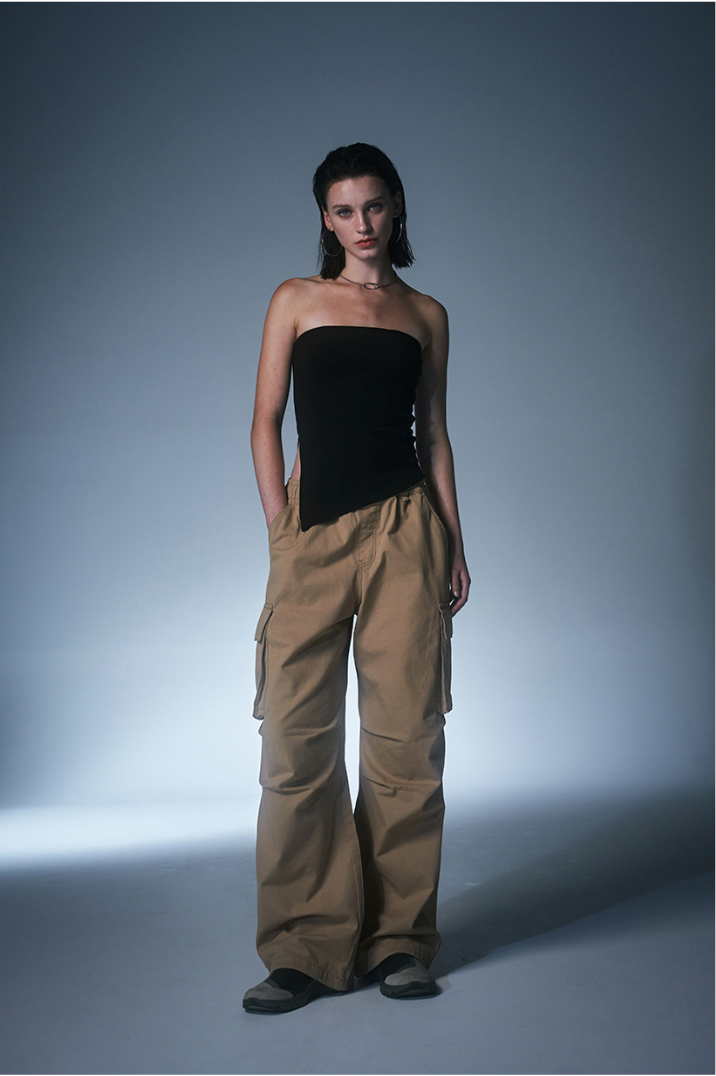 Parachute Washed Cotton Wide Cargo Pants