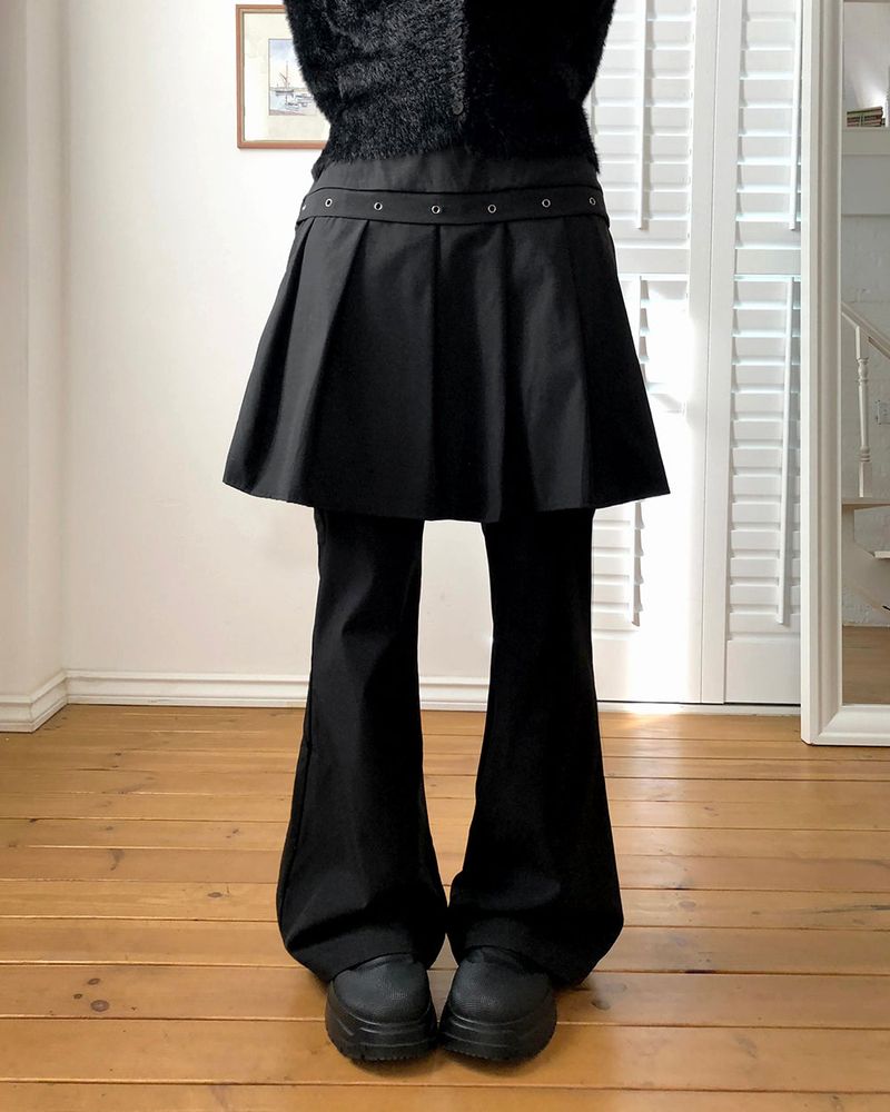 Luan Eyelet layered midi skirt bootcut pants