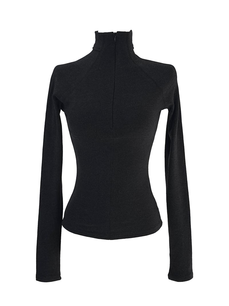 slim half-zip high-neck top (2color)