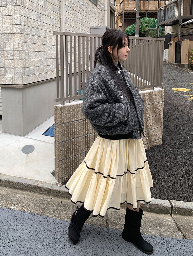 TAPE FLARE RIBBON SKIRT (2C)