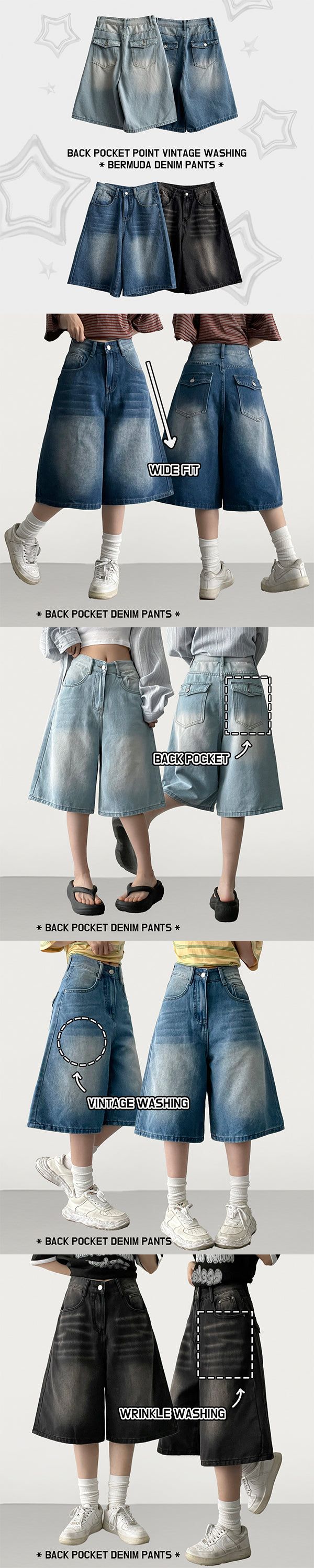 Tee-ho Washing Back Pocket Denim Bermuda Shorts