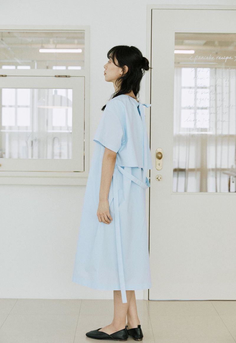 layered ribbon onepiece sky blue