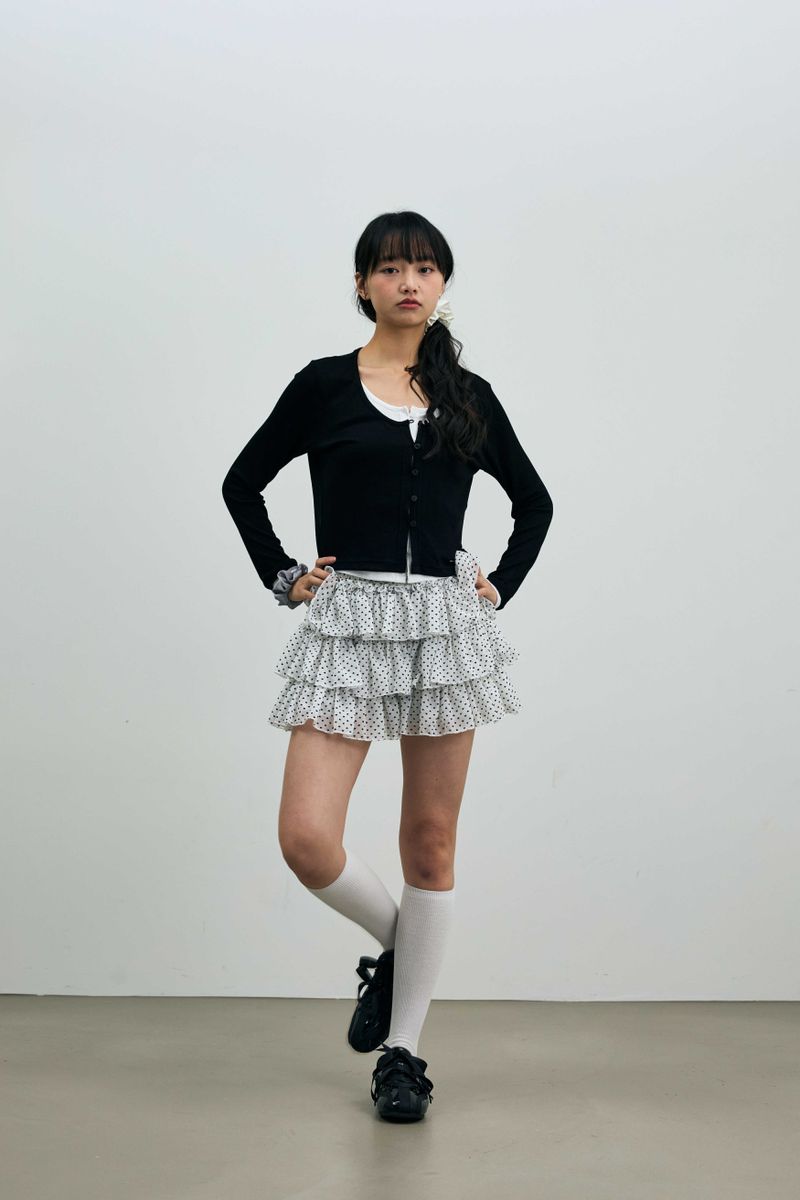 LYLA LAYERED CARDIGAN / BLACK-WHITE