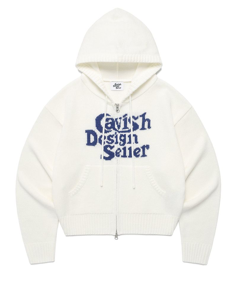 cavish（カビシ）の「W SELLER LOGO KNIT ZIP UP HOODIE IVORY(CV2EFFK684A)（Tops）」