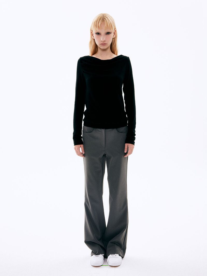  Eyelet Bootcut Pants_Charcoal