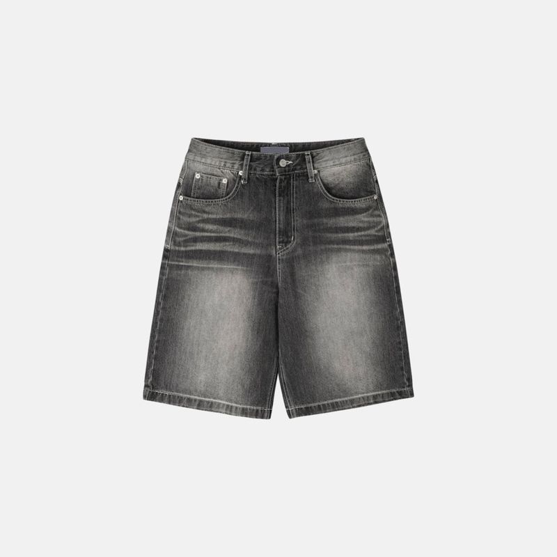 Stone washed bermuda denim pants