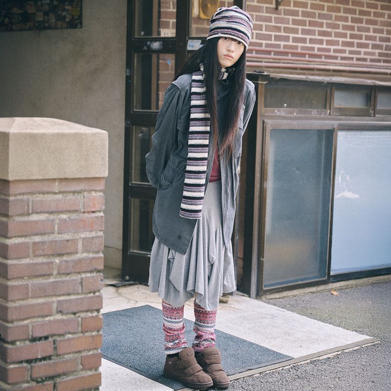 boho stripe beanie purple