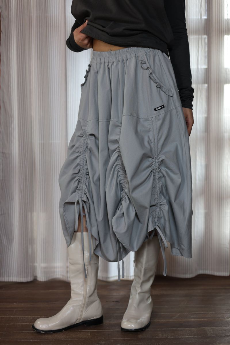  drawn ruffle skirt_grey