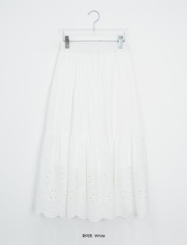 Bonomi Vintage Punching Tiered Banding Long Skirt