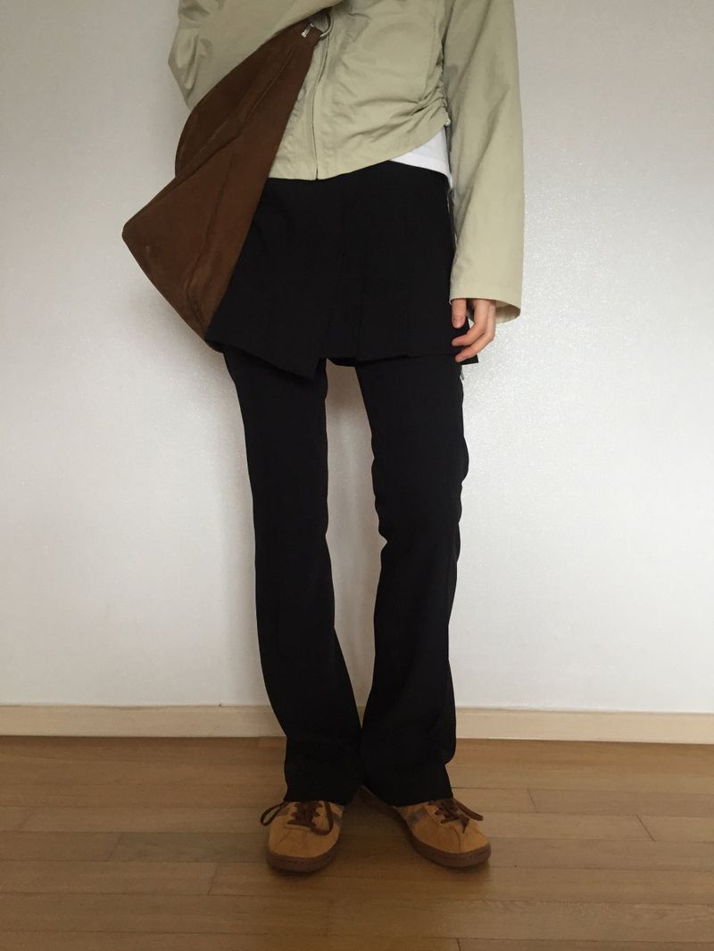 Cut slacks layered pants (2 colors)