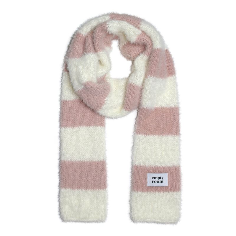 sleeve fluffy stripe muffler (pink)