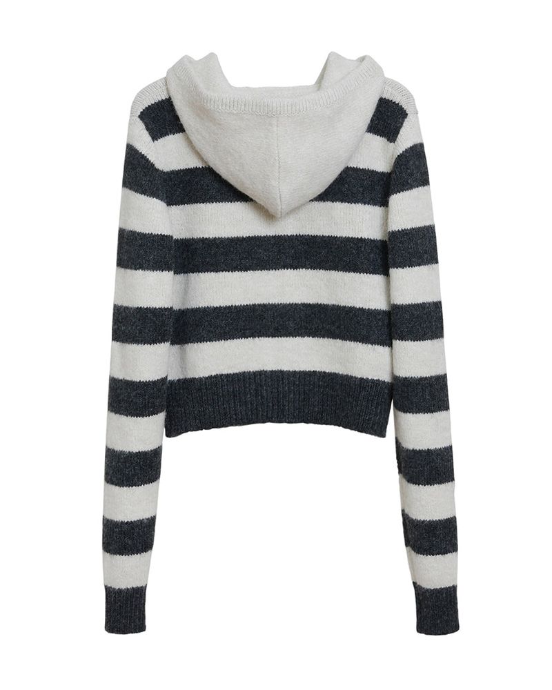 SYMBOL STRIPE KNIT ZIP-UP_IVORY