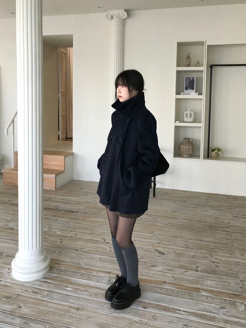 High-neck double coat (2 colors)