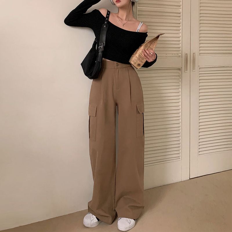 [BELLIDE MADE] suede pocket wide cargo pants