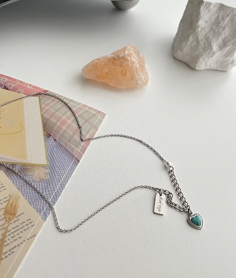 step turquoise gemstone color heart resort necklace