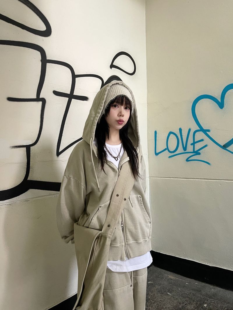 Rivet Pigment Hood Zip-Up