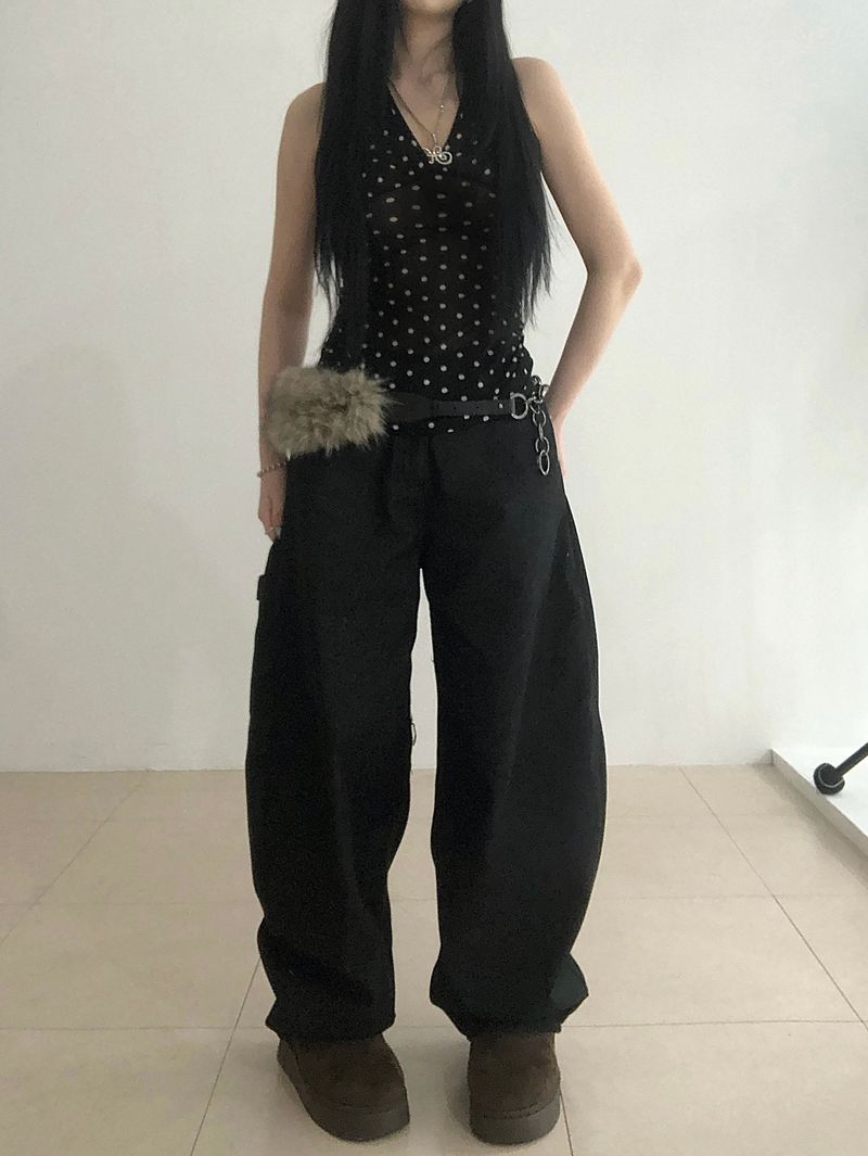 Stud Cross Wide Denim Pants
