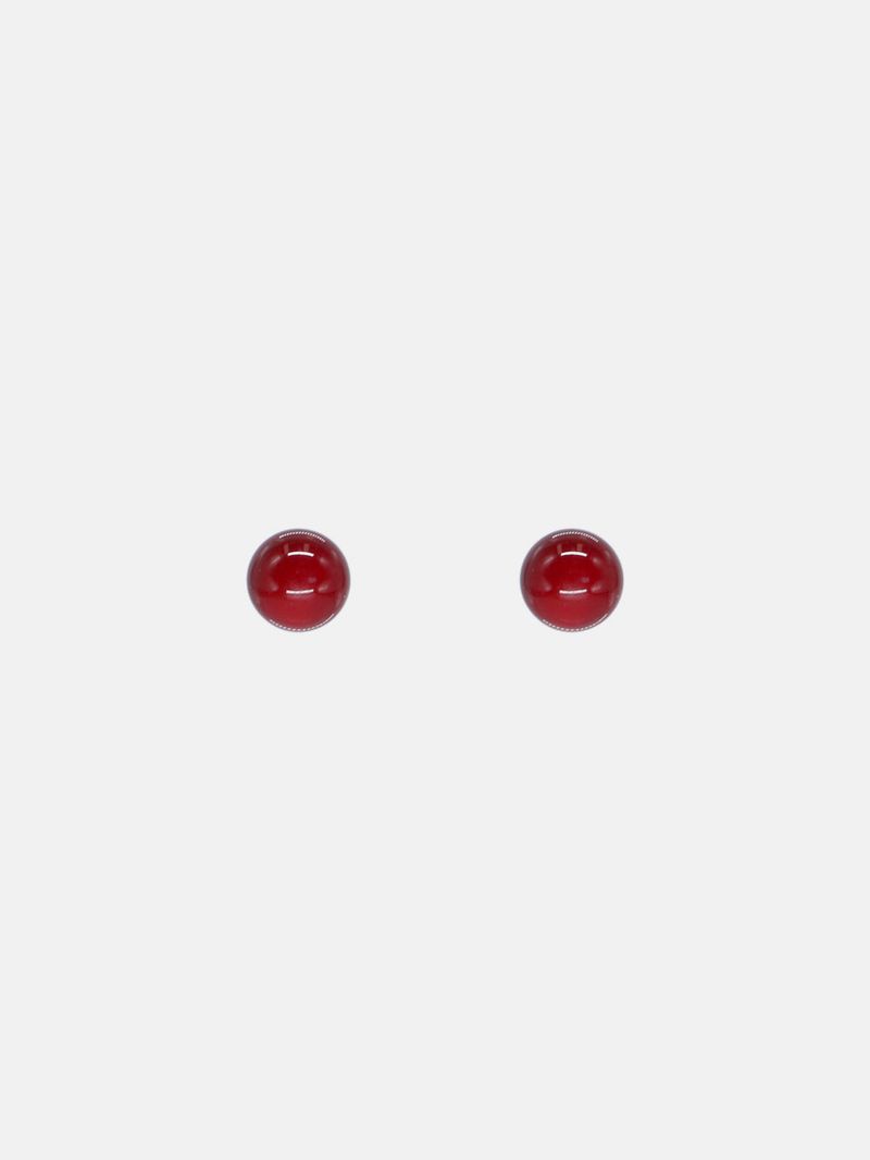 red coral 8mm gemstone earring
