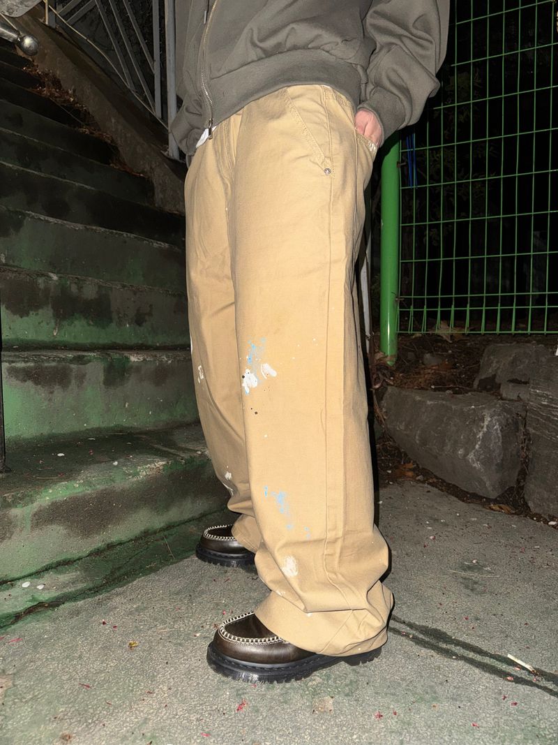 Vintage Painted Cotton Wide Pants