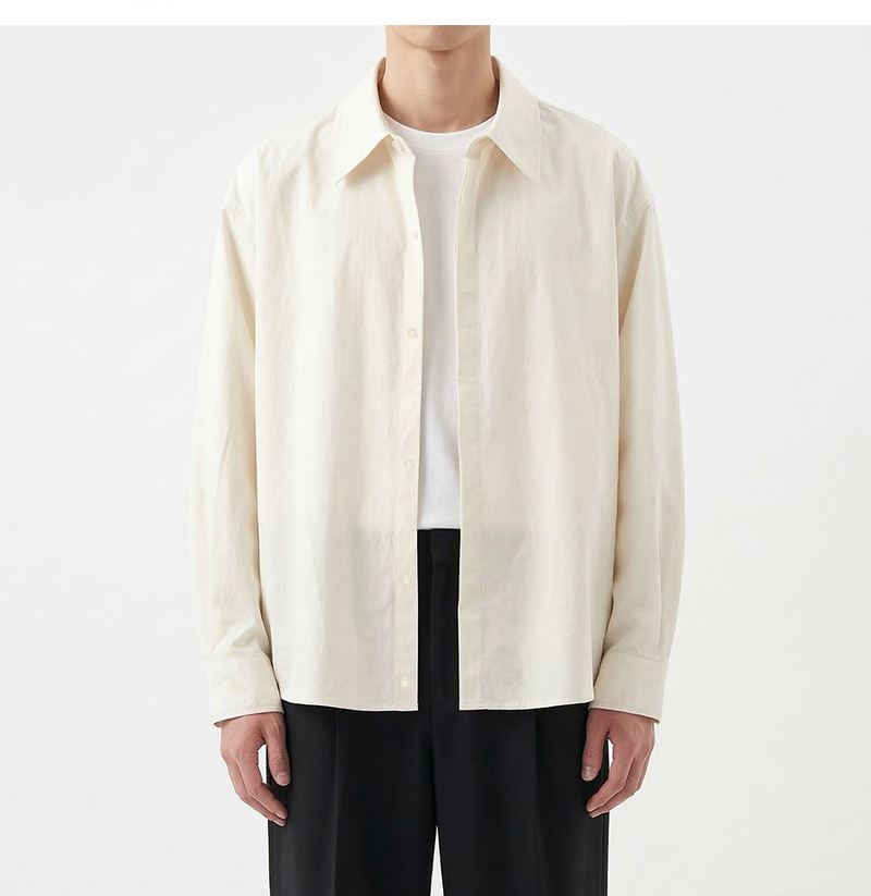 Overfit Stretch Crop Shirt Ivory