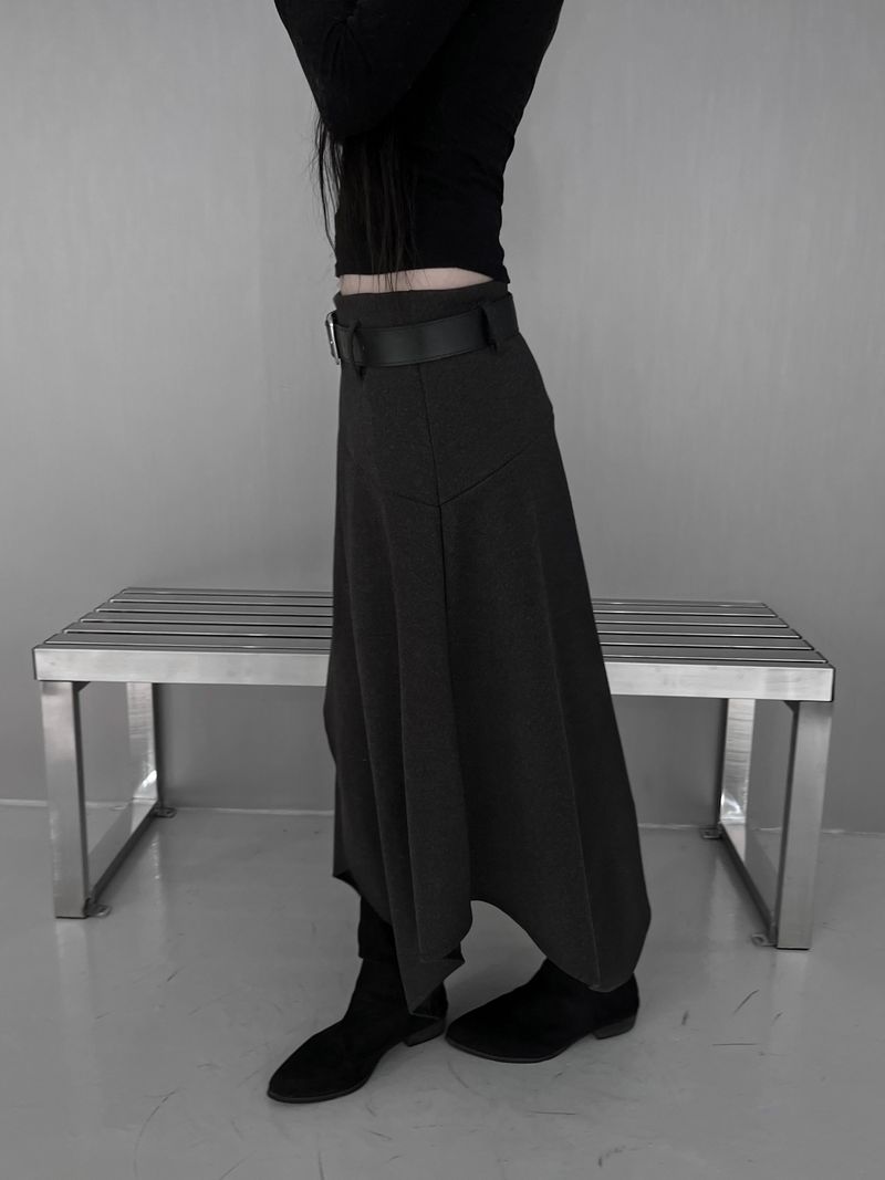 [set] belt shadow wrap skirt (2color)