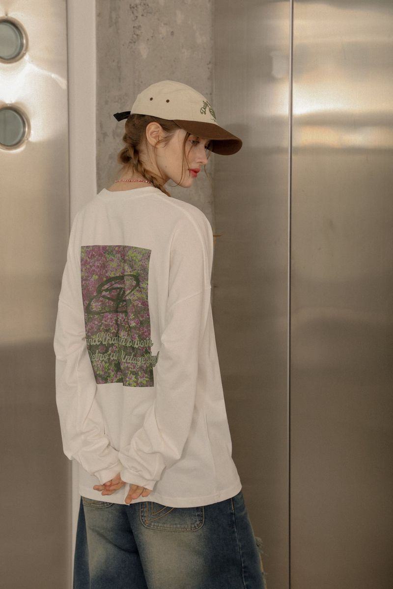 Flower Patterned Logo Long Sleeve