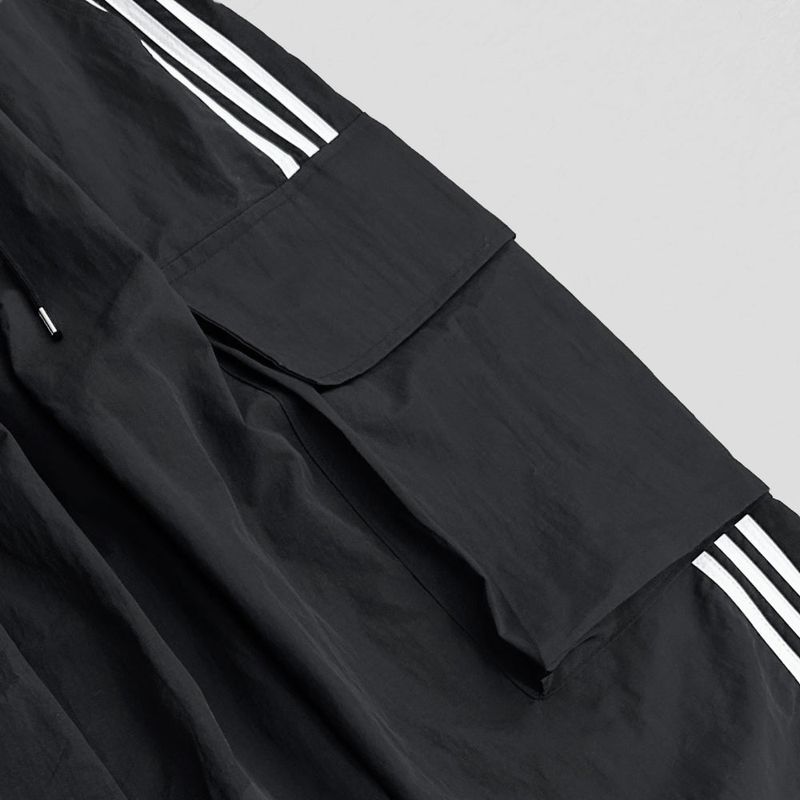 Line Nylon Track Cargo Pants - Black