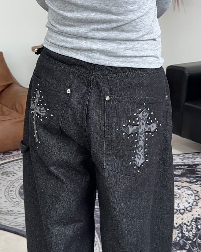 Cardin Leopard Cross Denim Pants