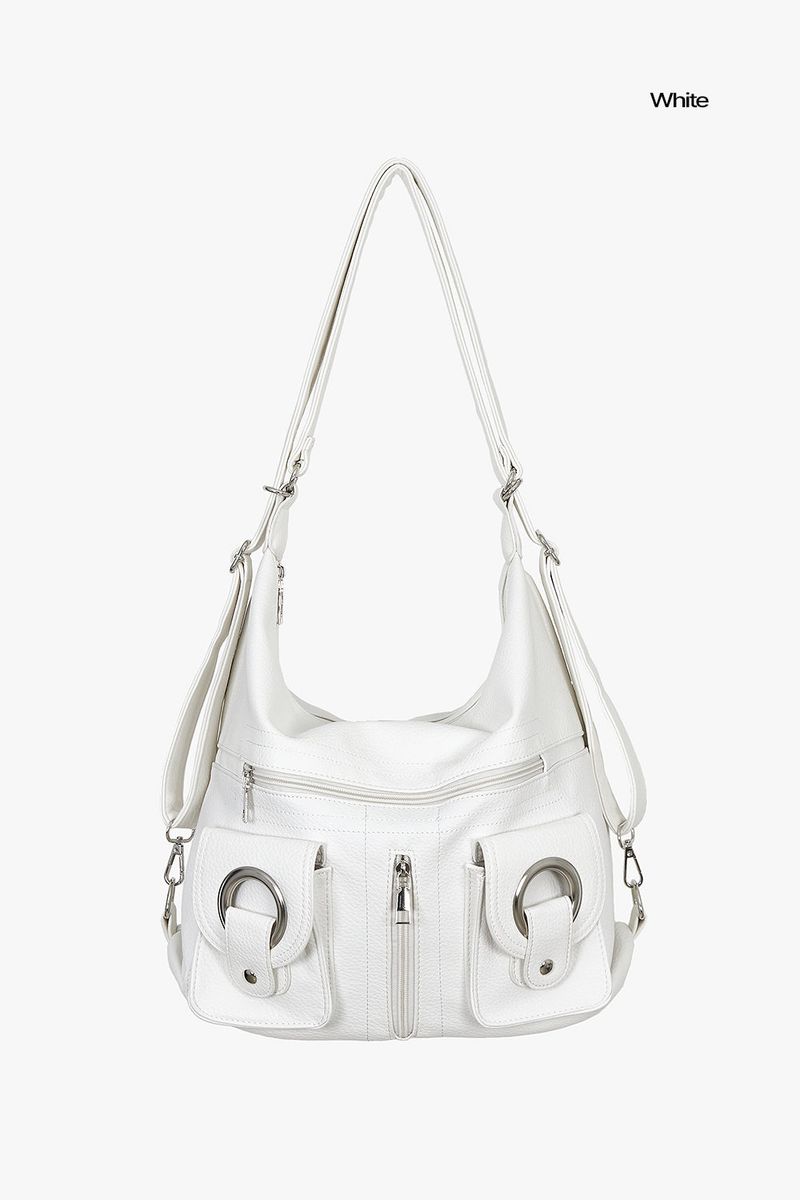 Circle leather 2-way shoulder bag