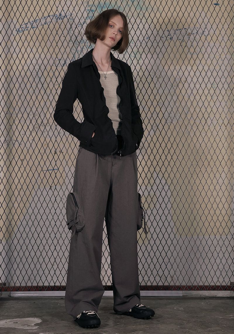  RIVET STRAP POCKET PANTS_GRAY