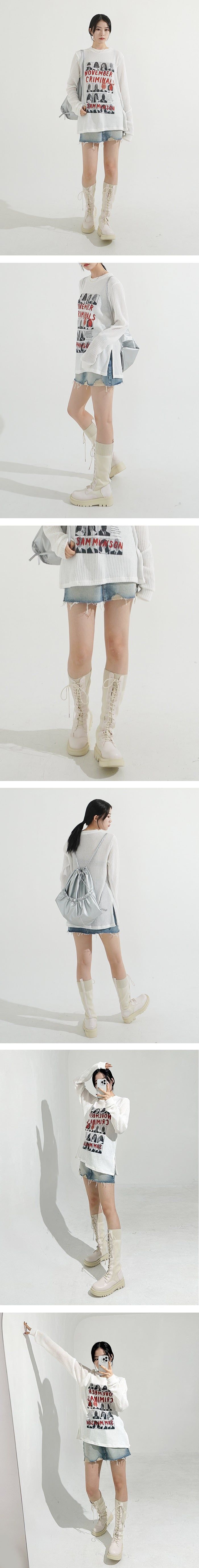 Damage Washing Denim Skirt