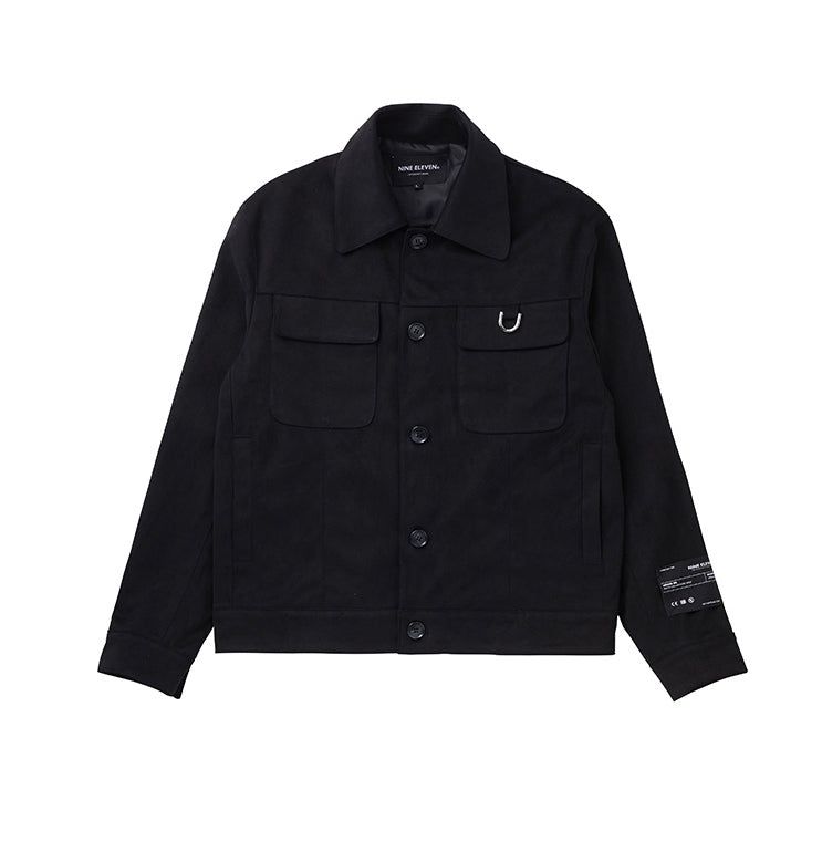Suede wide pocket jacket