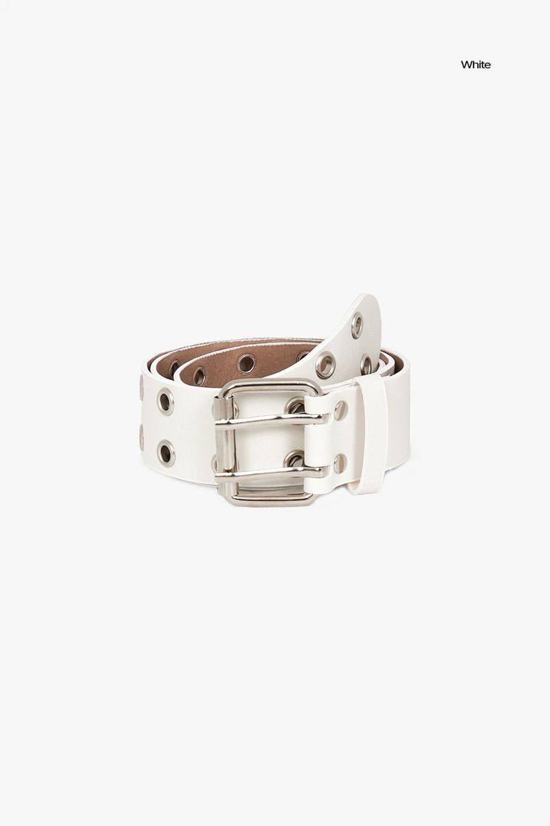 Double line hole eyelet leather belt